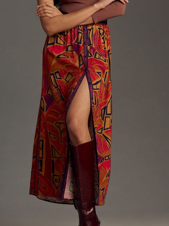 FARM Rio Dresses & Skirts - Farm Rio Anthropologie Cool Tropical red orange Print Maxi Skirt Size S